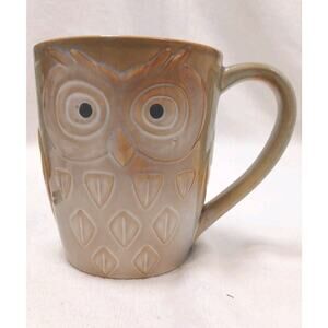 Elite Couture Owl Cup Tea Coffee Brown Mug Ceramic Hippie Gypsy Collectible Vntg